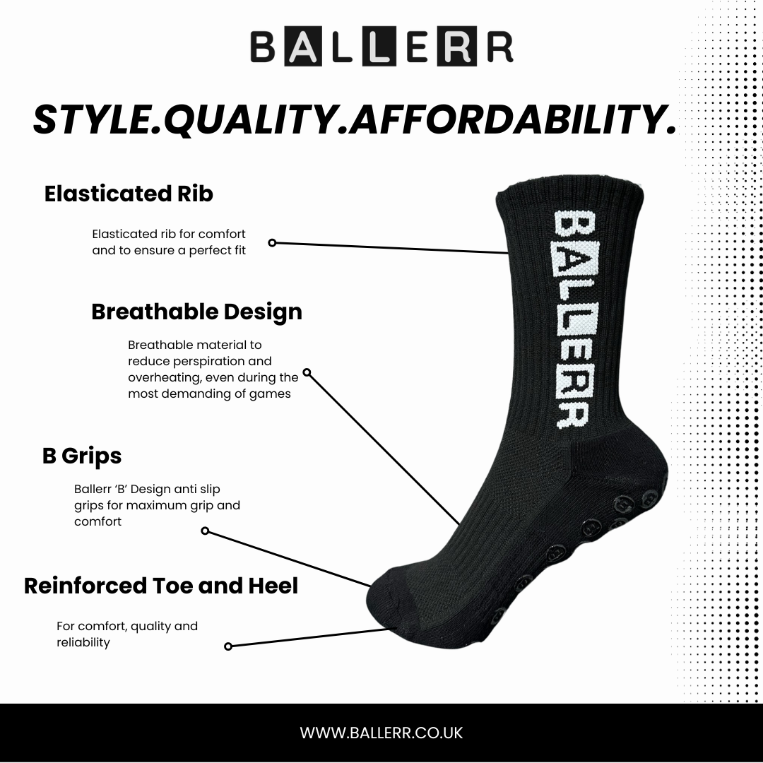 Ballerr®️ Stealth Black Grip Sock