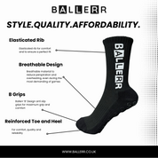 Ballerr®️ Stealth Black Grip Sock